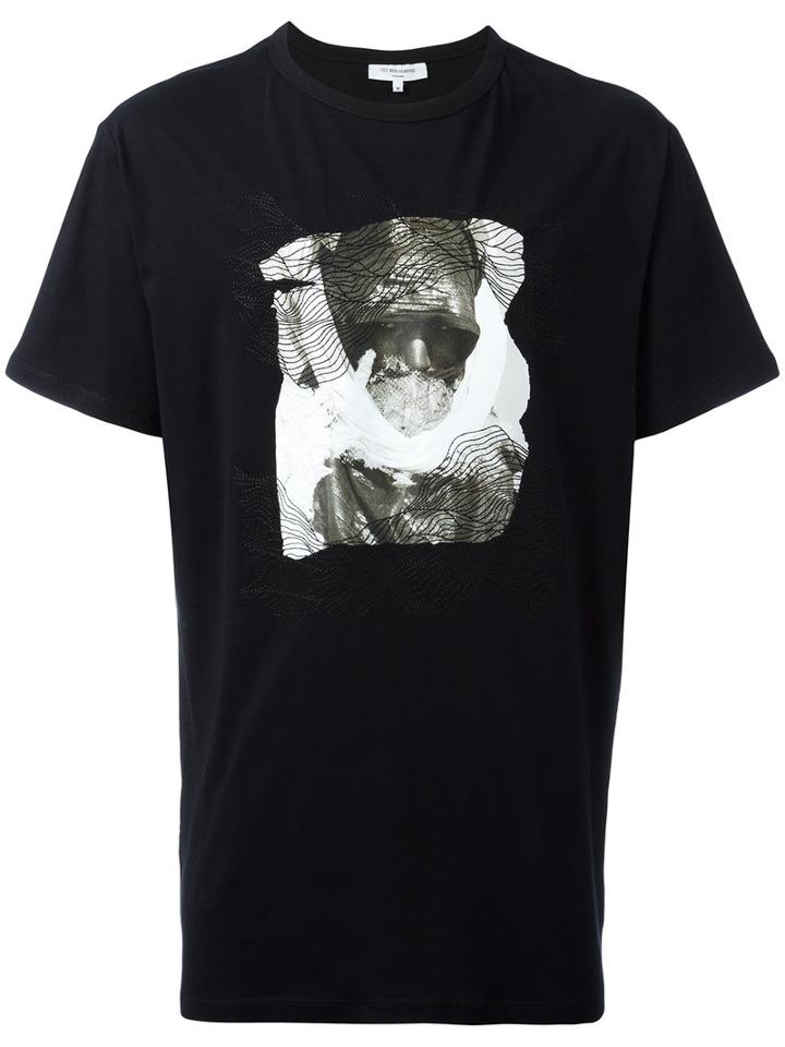 Les Benjamins Seaming Detail Printed T-shirt, Men's, Size: Xs, Black, Cotton