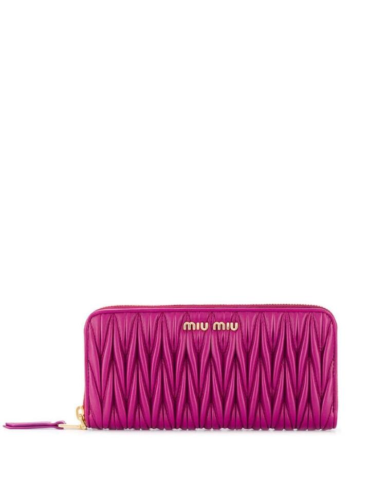 Miu Miu Matelassé Zip-around Wallet - Pink