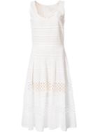 Carolina Herrera Basket Weave Flared Dress, Women's, Size: 4, White, Cotton