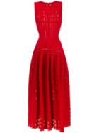 Alaïa Flared Midi Dress, Women's, Size: 36, Red, Polyamide/polyester/spandex/elastane/viscose