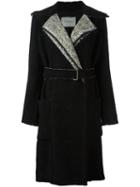 Lanvin Dropped Shoulder Belted Coat, Women's, Size: 36, Black, Cotton/jute/acrylic/alpaca