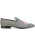 Versace Koi Print Check Slippers - Grey