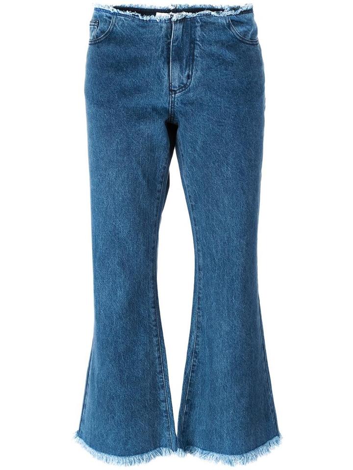 Marques'almeida Cropped Flared Jeans, Women's, Size: Medium, Blue, Cotton