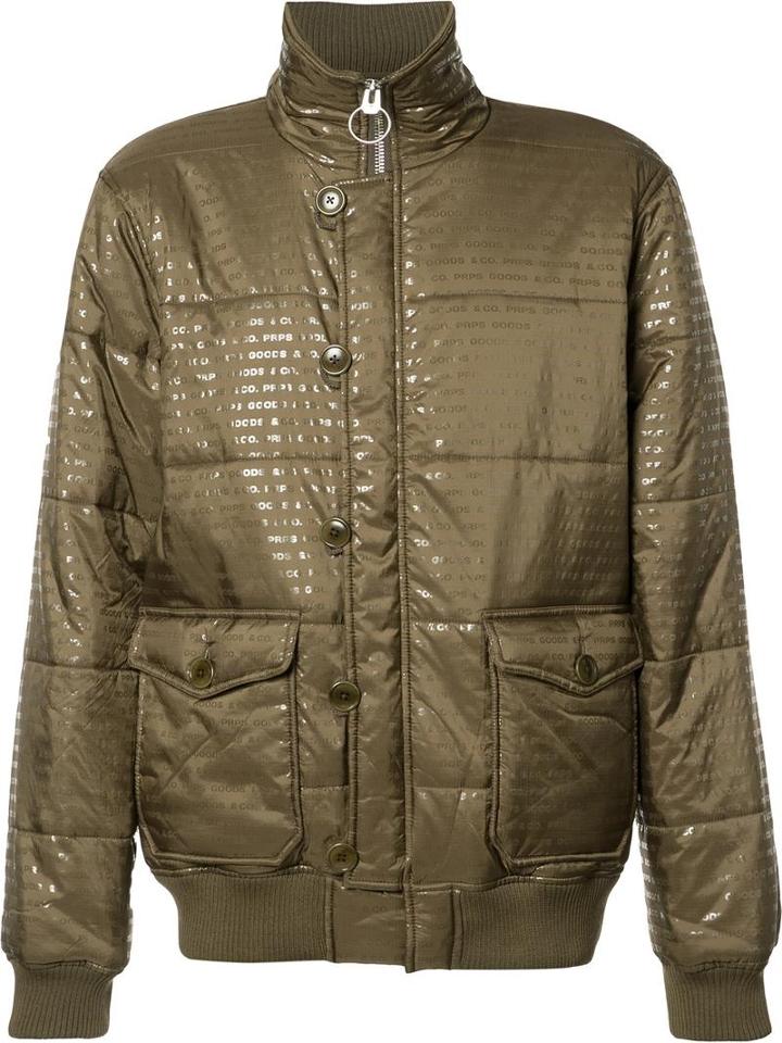 Prps Funnel Neck Padded Jacket, Men's, Size: Medium, Green, Nylon/polyester
