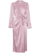 Nanushka Ezra Satin Wrap Around Dress - Pink & Purple