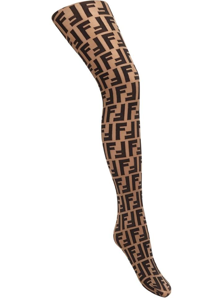 Fendi Logo Stockings - Neutrals