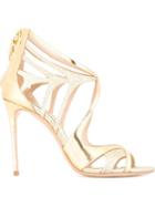 Casadei Glitter Stiletto Sandals, Women's, Size: 41, Grey, Leather/pvc
