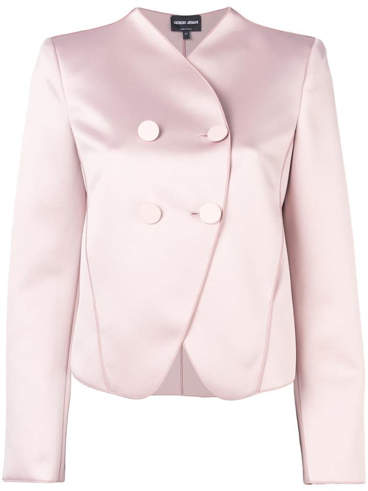 Giorgio Armani Double Breasted Satin Jacket - Pink
