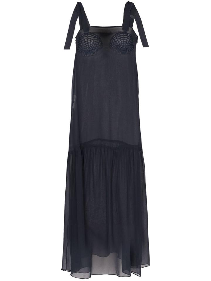 Adriana Degreas Marine Shell-embroidered Dress - Blue