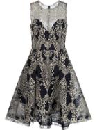 Marchesa Notte Embroidered Dress, Women's, Size: 8, Black, Nylon