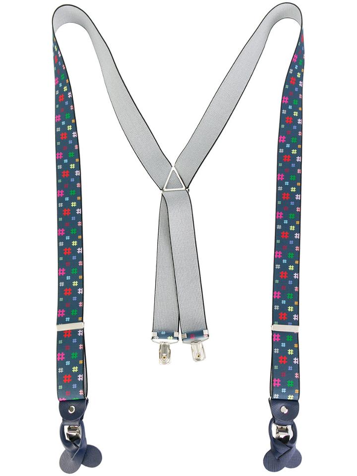 Fefè Hashtag Print Braces - Blue