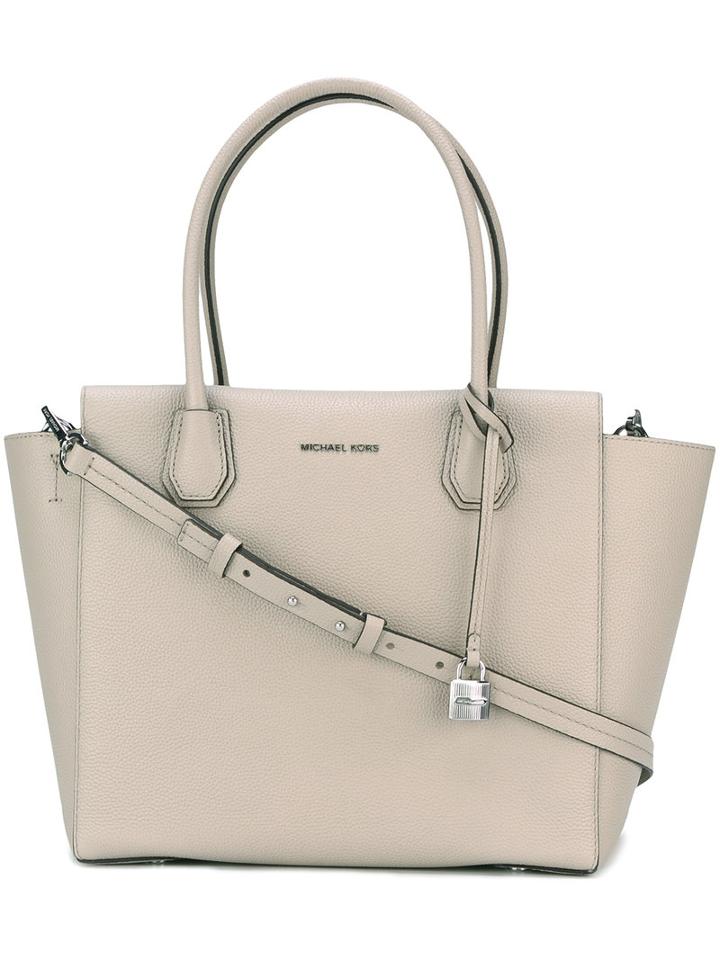 Michael Michael Kors - Logo Plaque Tote Bag - Women - Leather - One Size, Nude/neutrals, Leather