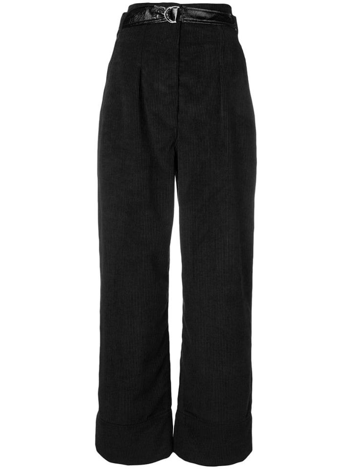 Just Cavalli Corded Wide-legged Trousers - Black