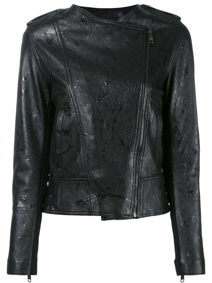 Nour Hammour - Biker Jacket - Women - Lamb Skin/polyester - 40, Black, Lamb Skin/polyester