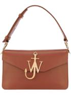 J.w. Anderson Logo Plaque Shoulder Bag, Women's, Brown, Goat Skin