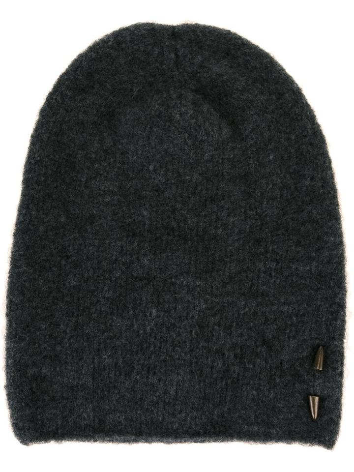 Isabel Benenato Stud Detail Beanie, Women's, Grey, Polyamide/spandex/elastane/yak/merino