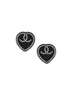 Chanel Vintage Pavé Heart Earrings