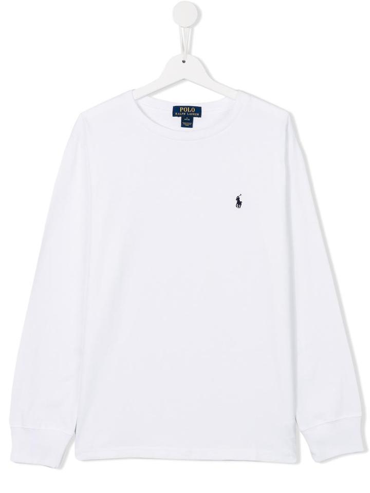 Ralph Lauren Kids Embroidered Logo Sweatshirt, Boy's, Size: 16 Yrs, White