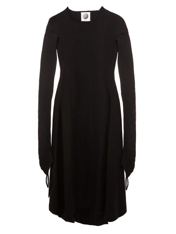 Aganovich Raw Edge Flared Dress - Black