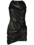 Versace Draped Leather Dress - Black