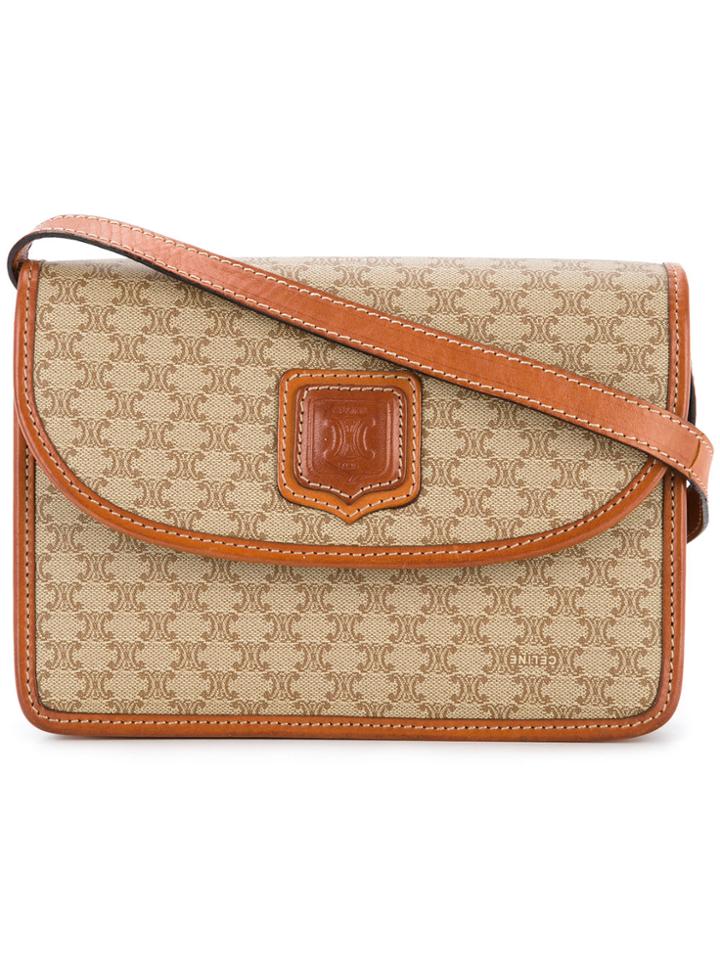 Céline Vintage Macadam Pattern Logo Shoulder Bag - Brown