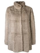 Liska Paneled Mid-length Coat - Nude & Neutrals