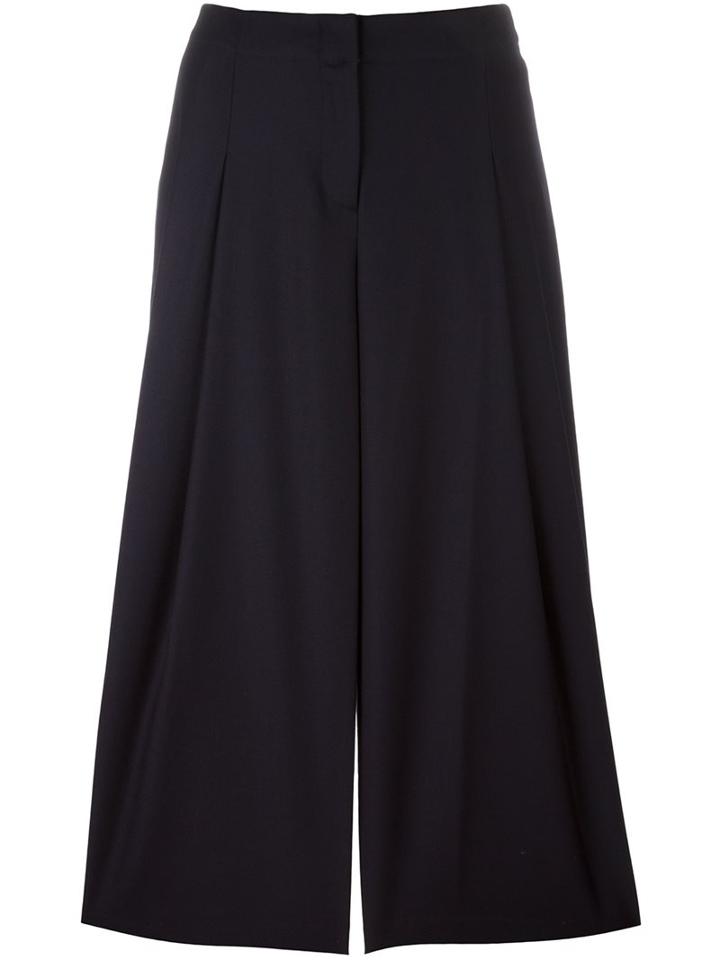 Michael Michael Kors Cropped Palazzo Pants, Women's, Size: 4, Blue, Polyester/spandex/elastane/viscose/wool