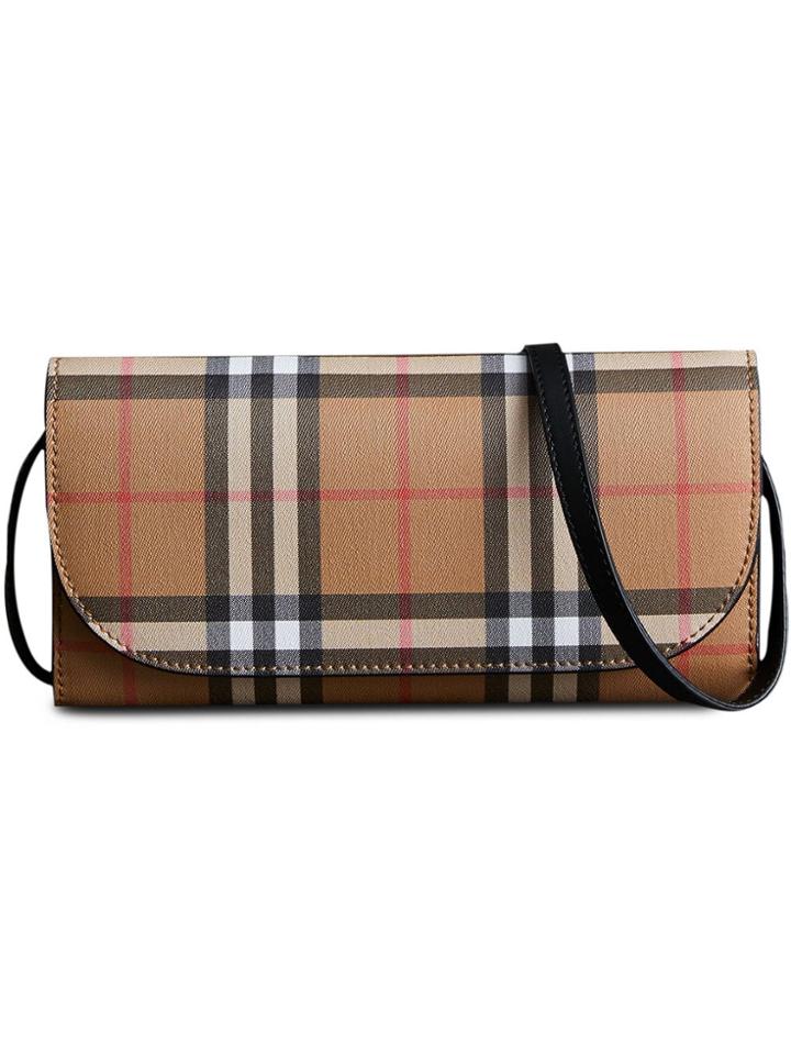 Burberry Detachable Strap Vintage Check Leather Wallet - Neutrals