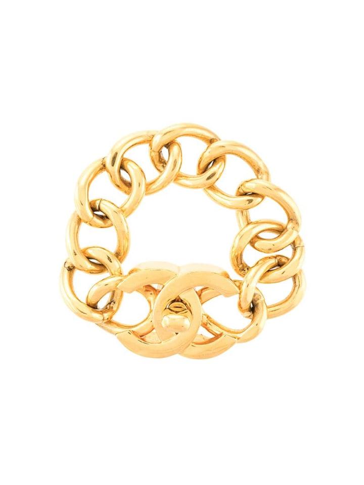 Chanel Pre-owned 1995 Oversized Cc Turn-lock Bracelet - Gold