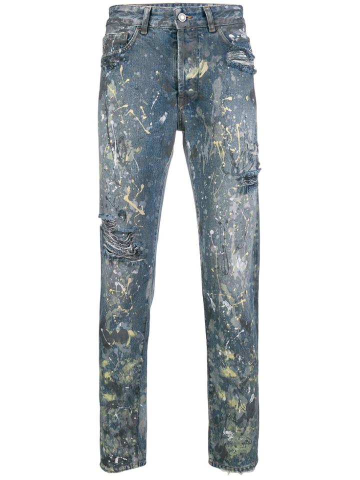 Marcelo Burlon County Of Milan Dark Splatter Jeans - Blue