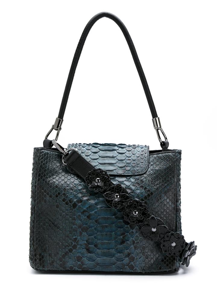 Mara Mac Python Leather Tote - Blue