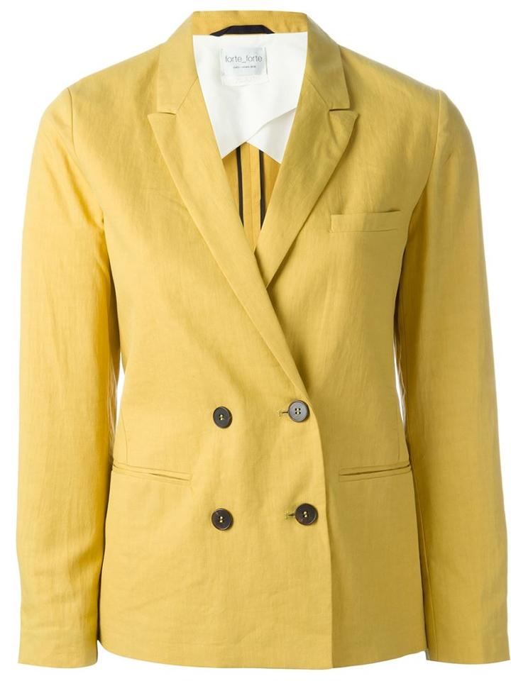 Forte Forte Double Breasted Blazer, Women's, Size: 0, Yellow/orange, Linen/flax/cotton