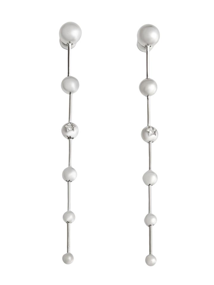 Burberry Crystal Charm Palladium-plated Drop Earrings - Metallic