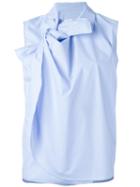 Mm6 Maison Margiela Tie Knot Blouse, Women's, Size: 40, Blue, Cotton