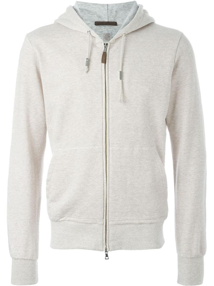 Eleventy Zipped Hoodie, Men's, Size: L, Nude/neutrals, Cotton/linen/flax