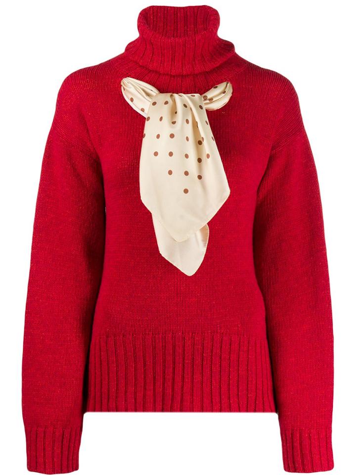 Jejia Scarf-detail Knit Sweater - Red