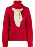 Jejia Scarf-detail Knit Sweater - Red