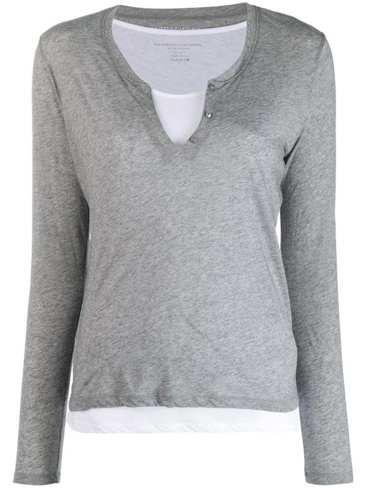Majestic Filatures Layered U-neck Top - Grey