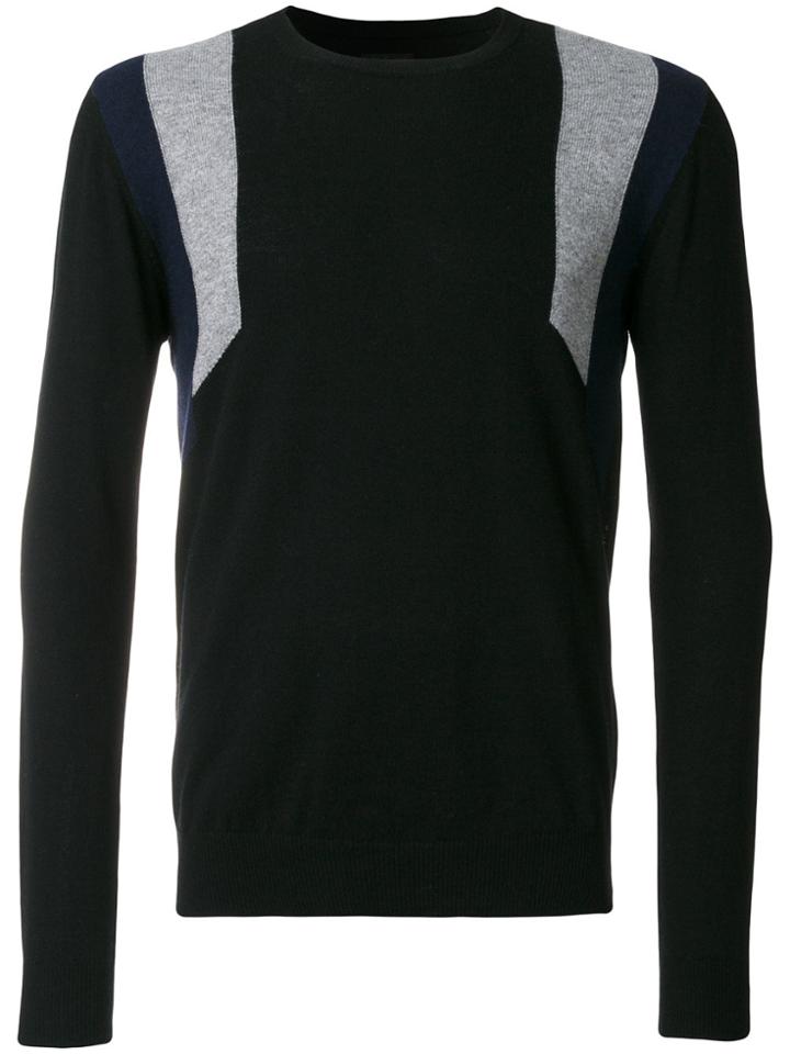 Les Hommes Knit Contrast Stripe Top - Black
