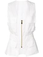 Sleeveless Zip Jacket - Women - Cotton - 40, White, Cotton, Alexandre Vauthier