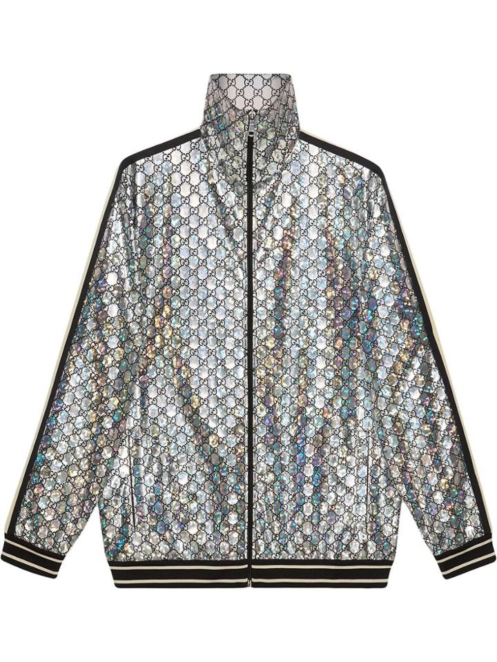 Gucci Laminated Sparkling Gg Jersey Jacket - Silver