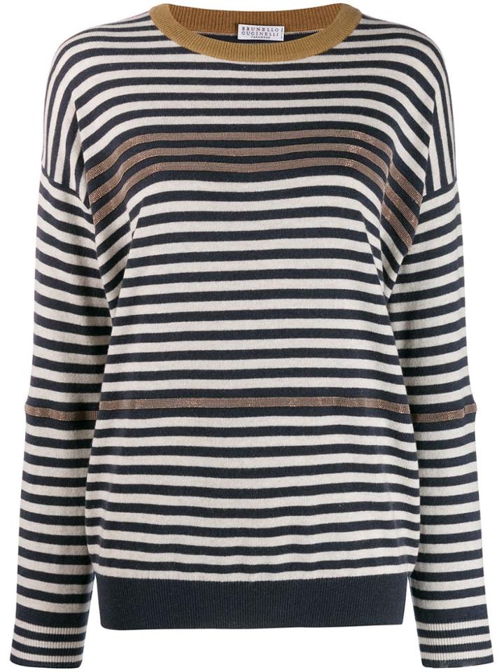 Brunello Cucinelli Striped Jumpeer - Blue