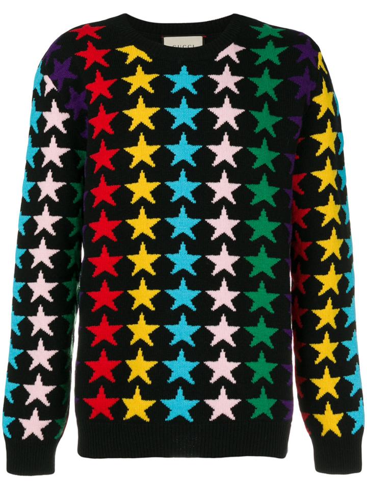 Gucci Rainbow Star Intarsia Sweater - Black