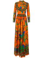 Gucci Floral Print Gown, Women's, Size: 44, Yellow/orange, Silk