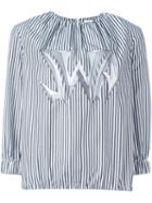 J.w. Anderson Graphic Logo Striped Blouse, Women's, Size: Xs, Black, Cotton