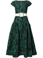 Carolina Herrera V-neck Side Pleat Dress - Black