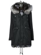 Nicole Benisti Belleville Fox Fur Trim Coat - Black