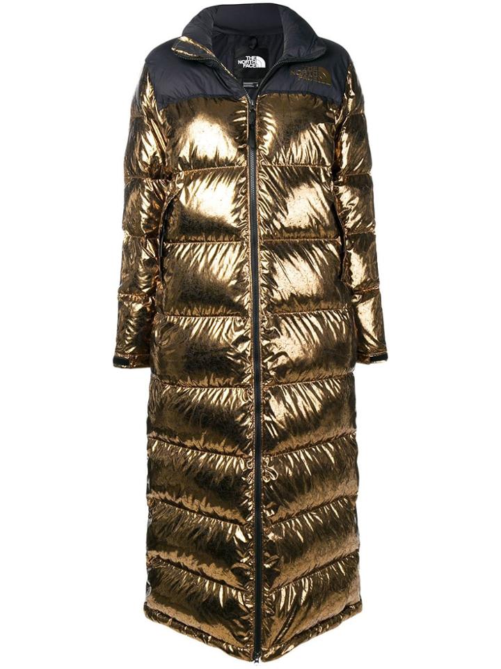 The North Face Long Metallic Puffer Coat - Gold