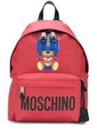 Moschino Branded Teddy Bear Backpack - Red