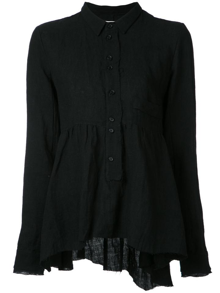 Aleksandr Manamïs - Pleated Blouse - Women - Linen/flax - 1, Black, Linen/flax
